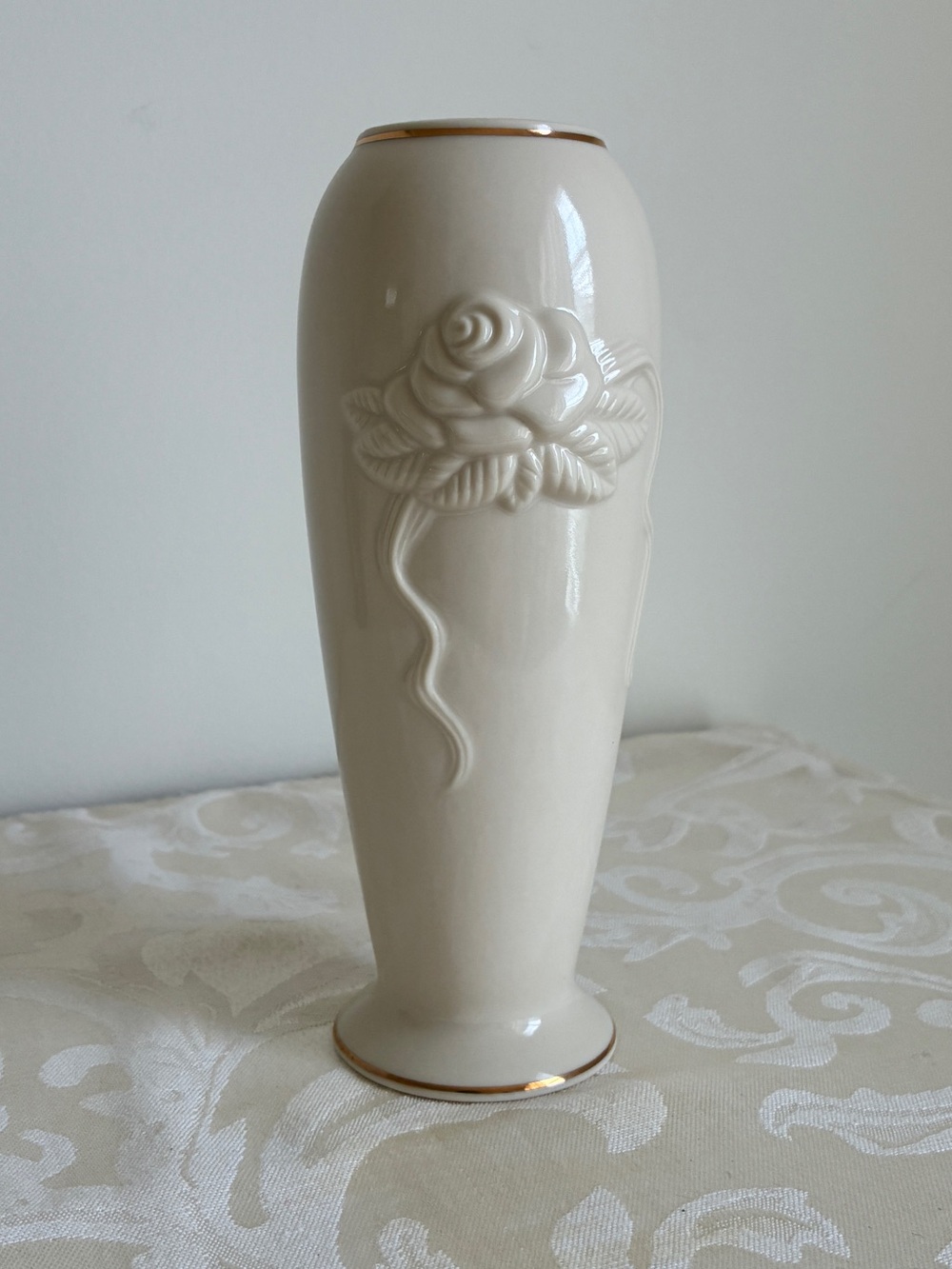 NWOT Vintage Lenox Rose Blossom Fine China Vase Rosebud Collection 7.5” Tall